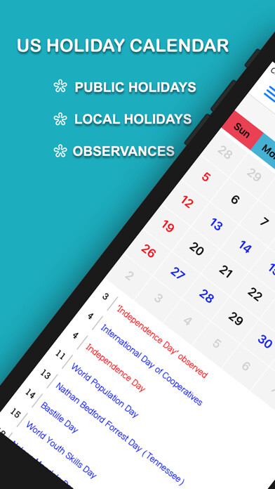 Emulate iPhone app US Holiday Calendar using MyAndroid Emulate iPhone app US Holiday Calendar using MyAndroid