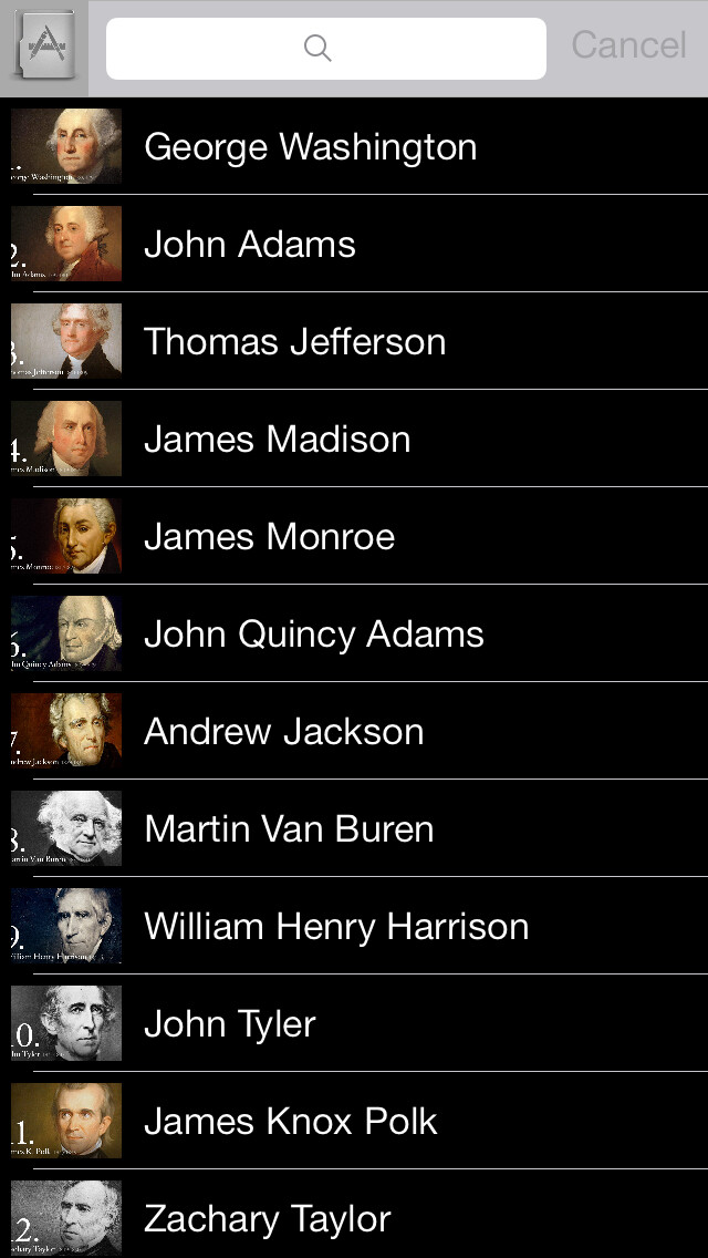 Emulate iPhone app US Presidents V1 using MyAndroid Emulate iPhone app US Presidents V1 using MyAndroid