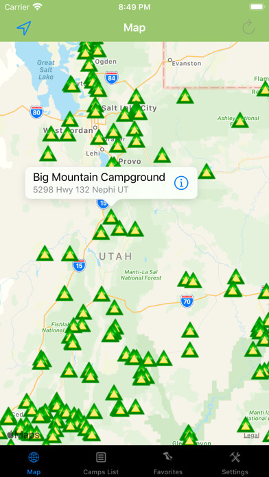 Emulate iPhone app Utah – Camping & RV spots using MyAndroid