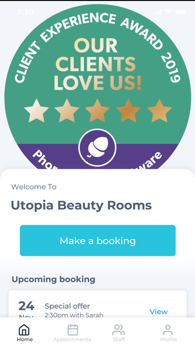 Emulate iPhone app Utopia Beauty Rooms using MyAndroid Emulate iPhone app Utopia Beauty Rooms using MyAndroid