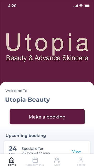 Emulate iPhone app Utopia Beauty using MyAndroid