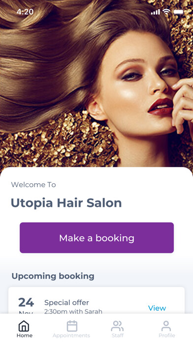 Emulate iPhone app Utopia Hair Salon using MyAndroid Emulate iPhone app Utopia Hair Salon using MyAndroid