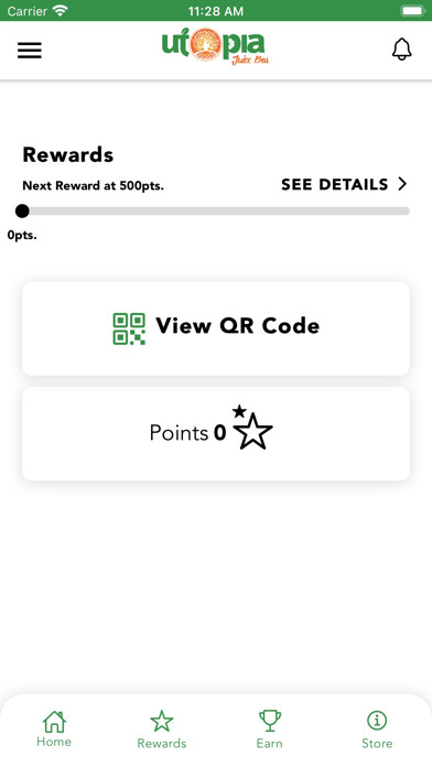 Emulate iPhone app Utopia Juice Bar Rewards using MyAndroid