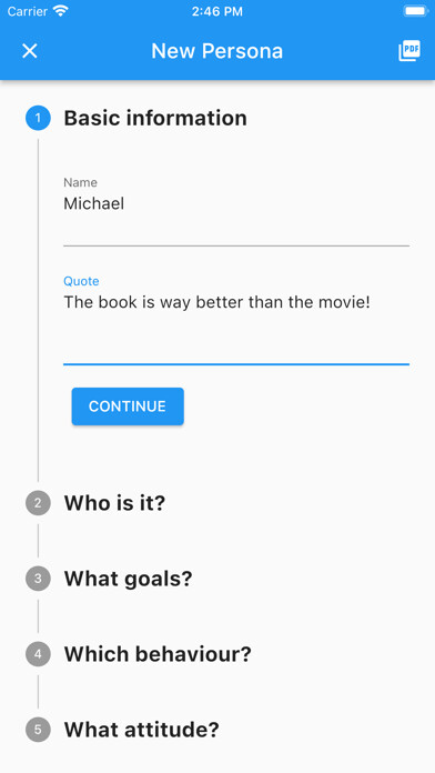 Emulate iPhone app UX Persona Creator using MyAndroid