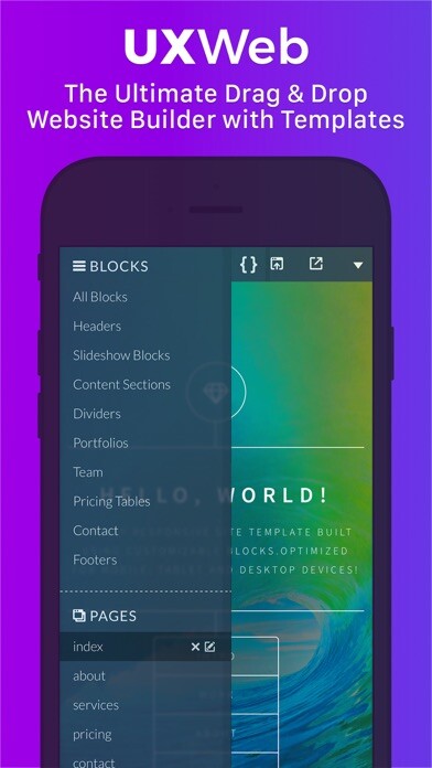 Emulate iPhone app UXWeb™ Website Builder using MyAndroid
