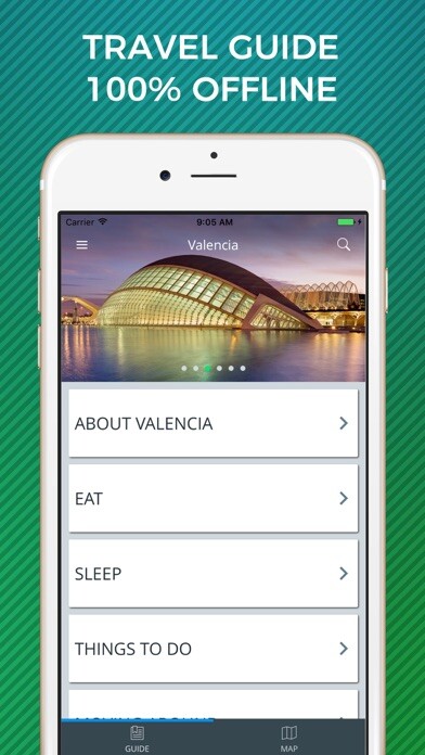 Emulate iPhone app Valencia Travel Guide with Offline Street Map using MyAndroid