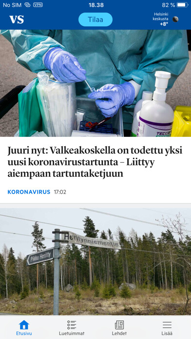 Emulate iPhone app Valkeakosken Sanomat using MyAndroid Emulate iPhone app Valkeakosken Sanomat using MyAndroid