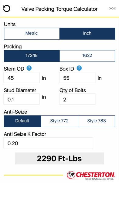 Emulate iPhone app Valve Torque Calculator using MyAndroid Emulate iPhone app Valve Torque Calculator using MyAndroid
