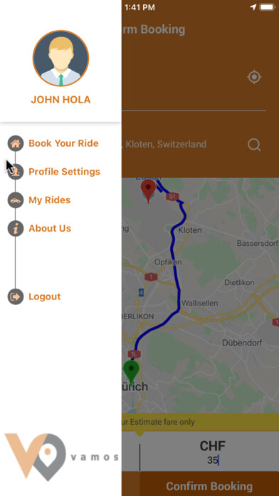 Emulate iPhone app VAMOS Taxi using MyAndroid