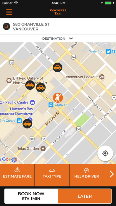 Emulate iPhone app Vancouver Taxi Vancouver using MyAndroid