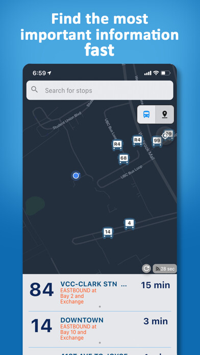 Emulate iPhone app Vancouver Transit • Real-Time using MyAndroid