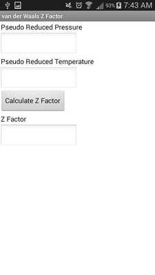 Emulate Android APK van der Waals Z factor