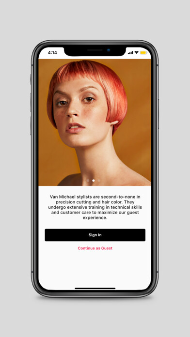 Emulate iPhone app Van Michael Salon using MyAndroid
