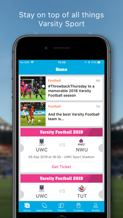 Emulate iPhone app Varsity Sports SA using MyAndroid