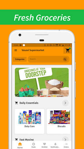 Run android online APK Vasavi Supermarket - Kurnool - Fresh Grocery. from MyAndroid or emulate Vasavi Supermarket - Kurnool - Fresh Grocery. using MyAndroid