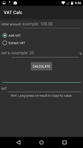 Emulate Android APK VAT Calc
