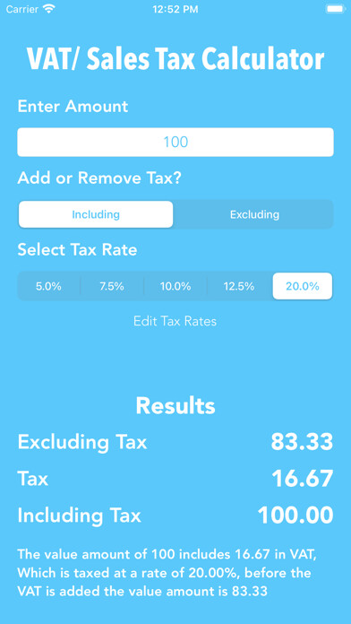 Emulate iPhone app VAT/Tax Calculator using MyAndroid Emulate iPhone app VAT/Tax Calculator using MyAndroid