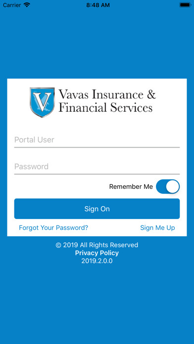 Emulate iPhone app Vavas Insurance & Financial using MyAndroid