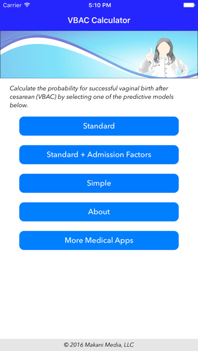 Emulate iPhone app VBAC Calculator - Predict success rates for vaginal birth after cesarean using MyAndroid Emulate iPhone app VBAC Calculator - Predict success rates for vaginal birth after cesarean using MyAndroid