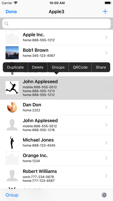 Emulate iPhone app vCard Editor using MyAndroid
