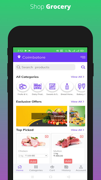 Run android online APK Vdeliver - Coimbatore Grocery  from MyAndroid or emulate Vdeliver - Coimbatore Grocery  using MyAndroid