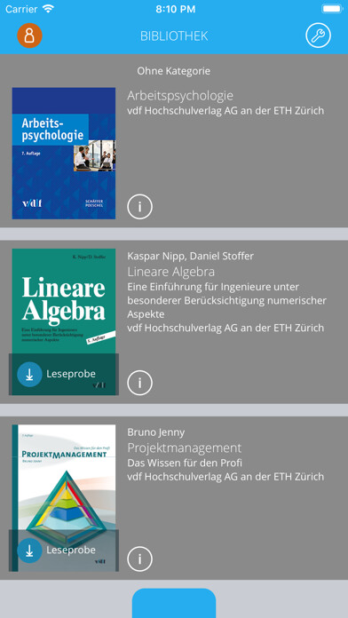 Emulate iPhone app vdf Hochschulverlag using MyAndroid