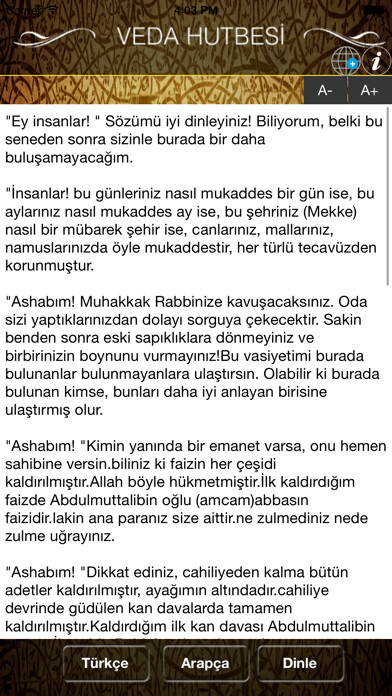 Emulate iPhone app Veda Hutbesı using MyAndroid Emulate iPhone app Veda Hutbesı using MyAndroid