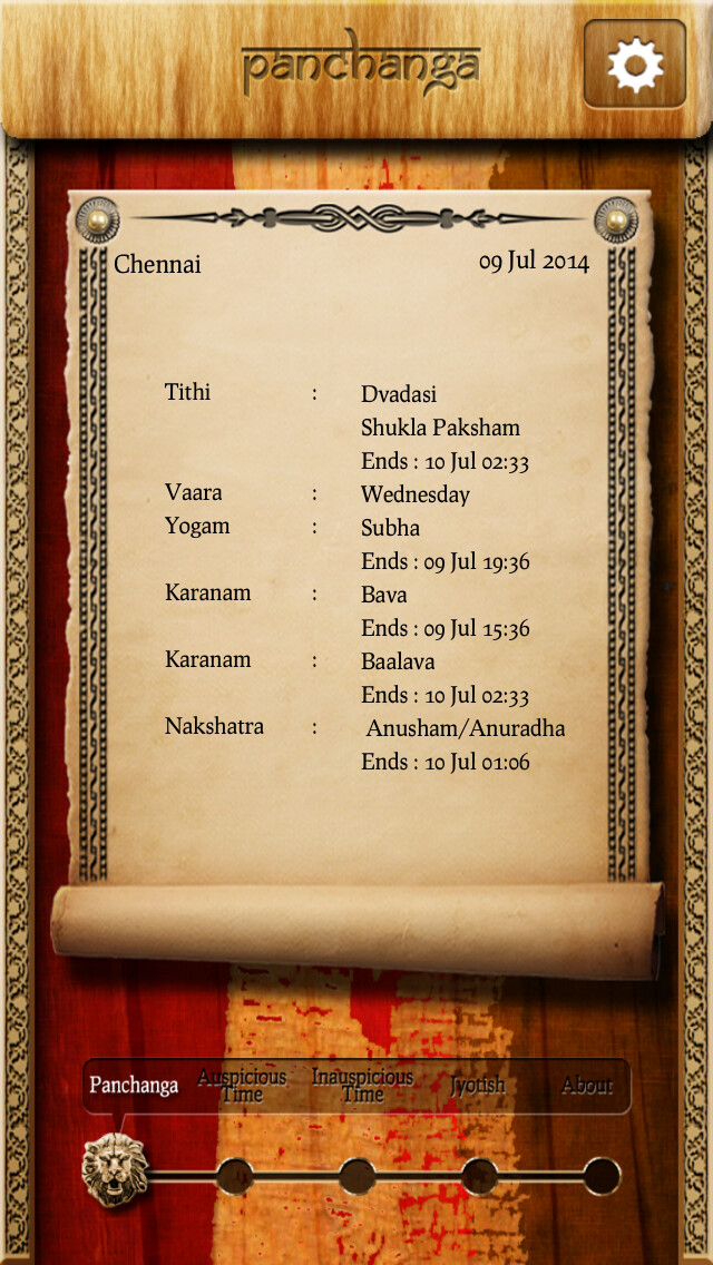Emulate iPhone app Vedic Panchanga using MyAndroid Emulate iPhone app Vedic Panchanga using MyAndroid