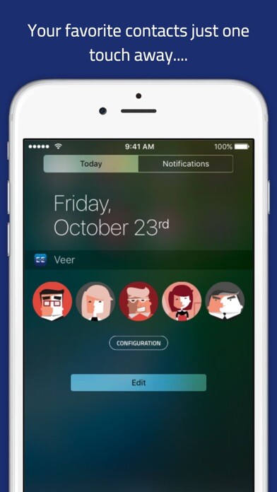 Emulate iPhone app Veer launcher - Contacts widget for notification center by Veecards using MyAndroid