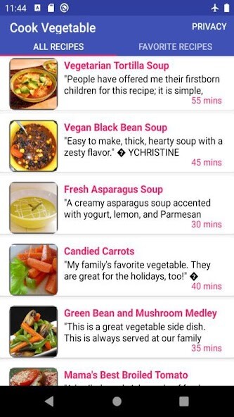Run android online APK Vegetable recipe from MyAndroid or emulate Vegetable recipe using MyAndroid