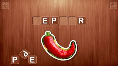 Emulate iPhone app Vegetables. Spelling puzzle. using MyAndroid Emulate iPhone app Vegetables. Spelling puzzle. using MyAndroid