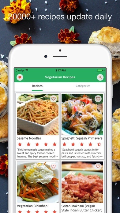 Emulate iPhone app Vegetarian Recipes - Daily Meal Cooking using MyAndroid