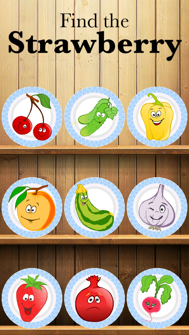 Emulate iPhone app Vegs and Fruits: free educational game for kids - have fun and learn languages using MyAndroid