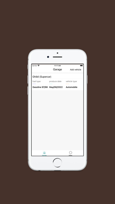 Emulate iPhone app Vehicle Management - My Garage using MyAndroid