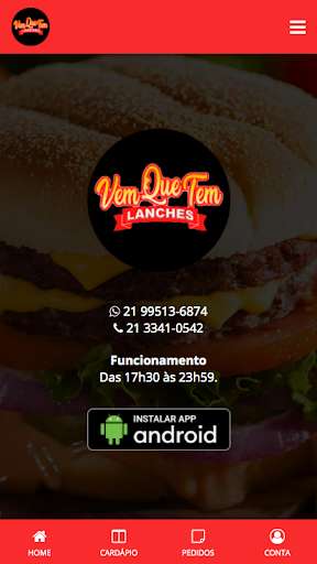 Run android online APK Vem que tem Lanches from MyAndroid or emulate Vem que tem Lanches using MyAndroid
