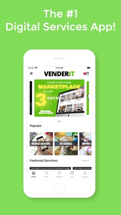 Emulate iPhone app VenderIT - Digital Services using MyAndroid