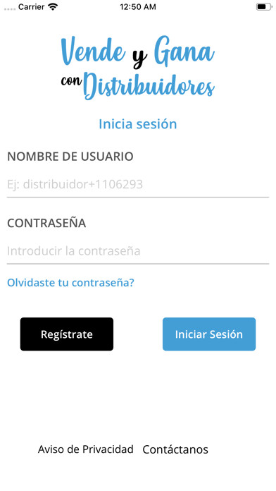 Emulate iPhone app Vende y Gana Distribuidores using MyAndroid