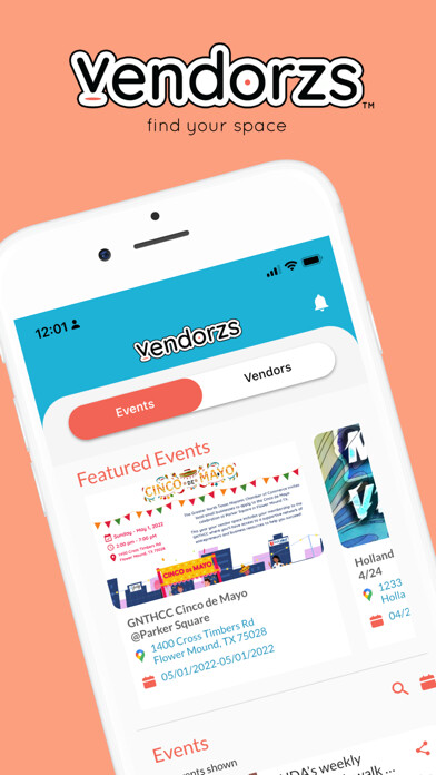 Emulate iPhone app Vendorzs - Event Management using MyAndroid