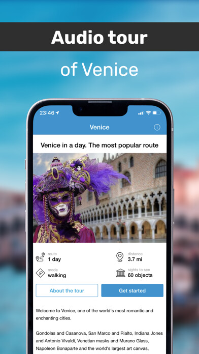 Emulate iPhone app Venice Audio Guide Offline Map using MyAndroid