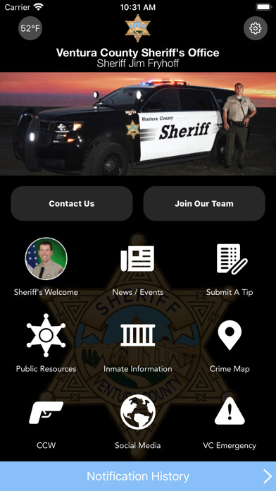 Emulate iPhone app Ventura County Sheriff Office using MyAndroid
