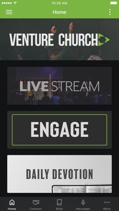 Emulate iPhone app Venture Church of Harrisburg using MyAndroid
