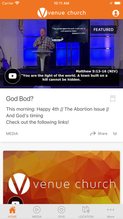 Emulate iPhone app Venue Church - Elyria using MyAndroid