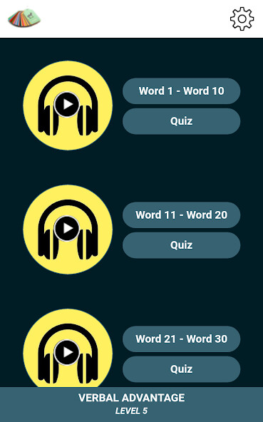 Emulate iPhone app Verbal Advantage - Level 5 using MyAndroid