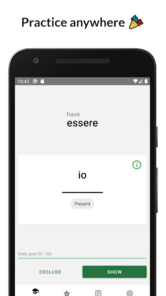 Run android online APK Verbare: Learn Italian verbs from MyAndroid or emulate Verbare: Learn Italian verbs using MyAndroid