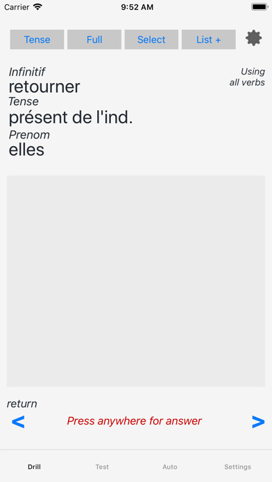 Emulate iPhone app Verbes - French Verb Trainer using MyAndroid Emulate iPhone app Verbes - French Verb Trainer using MyAndroid
