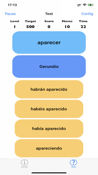 Emulate iPhone app Verbos Pro using MyAndroid