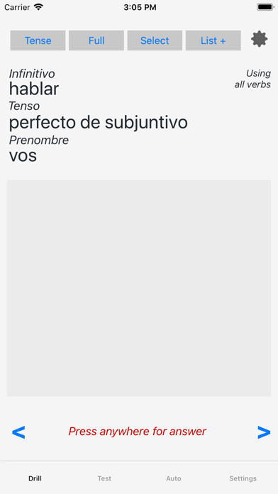 Emulate iPhone app Verbos - Spanish Verb Trainer using MyAndroid Emulate iPhone app Verbos - Spanish Verb Trainer using MyAndroid