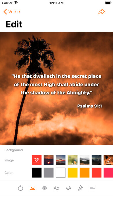 Emulate iPhone app Verse of the Day to Share using MyAndroid