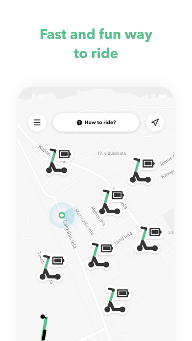Emulate iPhone app VERVE - Micro-mobility Sharing using MyAndroid