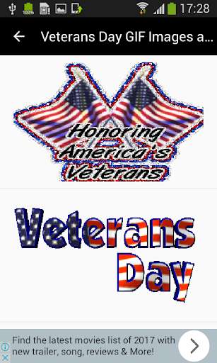 Emulate Android APK Veterans Day GIF Images and New Messages List